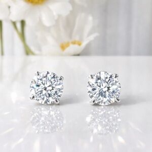 Moissanite stud earrings screw ball backs poke free EM012-0.5ct-6mm
